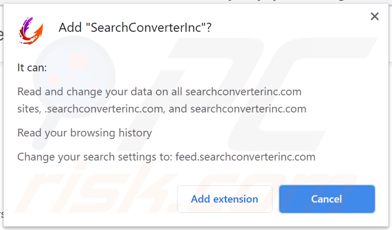 Sequestrador de navegador SearchConverterInc a pedir permissões