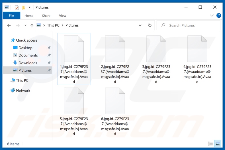 Ficheiros encriptados pelo ransomware Avaad (extensão .Avaad)