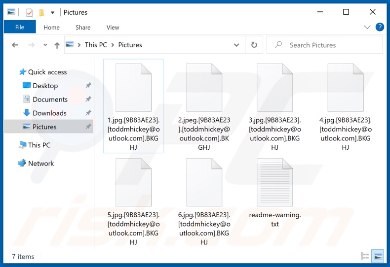 Ficheiros encriptados pelo ransomware BKGHJ (extensão .BKGHJ)