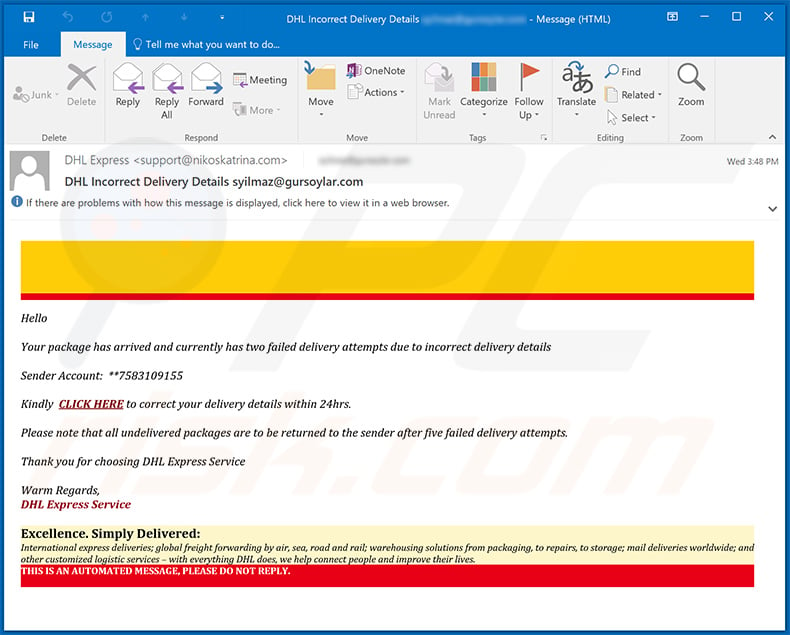 Email não solicitado DHL Express (2021-02-11)