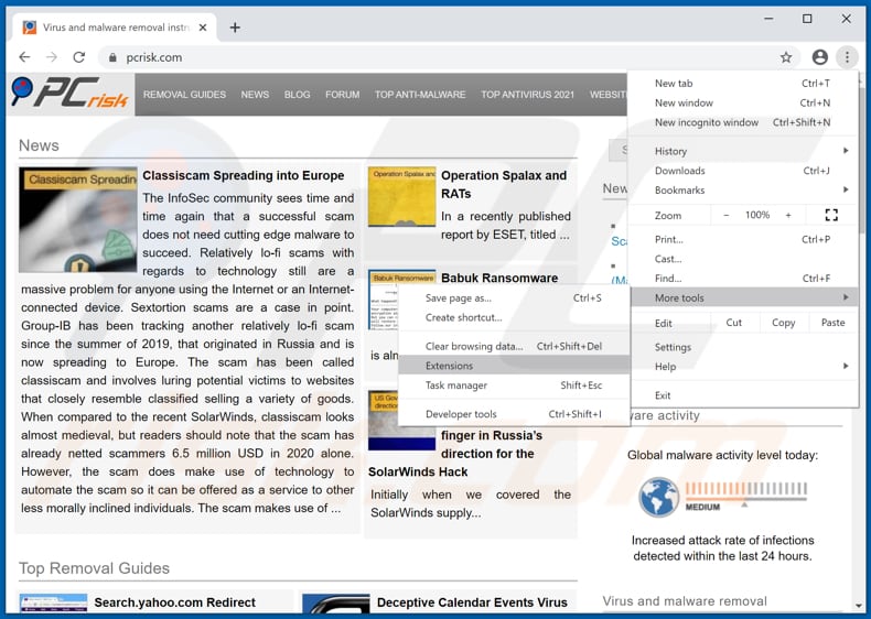Remoção do fake Google Translate do Google Chrome passo 1