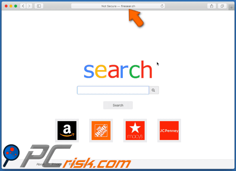 Aparência de sequestrador de navegador Fire Search (GIF)