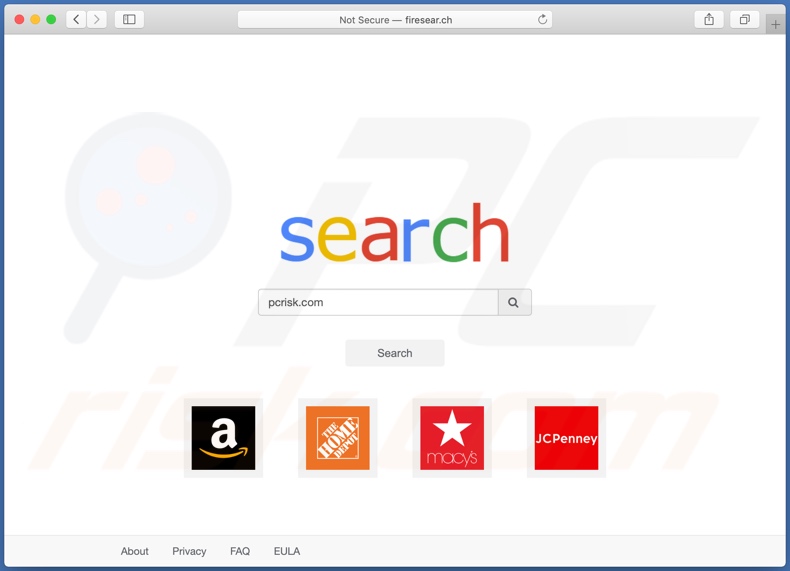 Sequestrador de navegador Fire Search num computador Mac