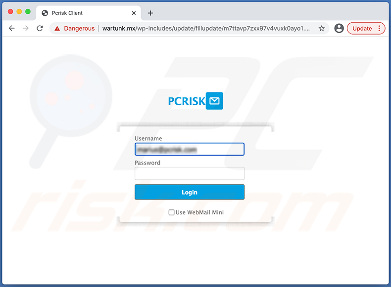 Site de phishing promovido por e-mail de spam de expiração de palavra-passe (2021-02-08)