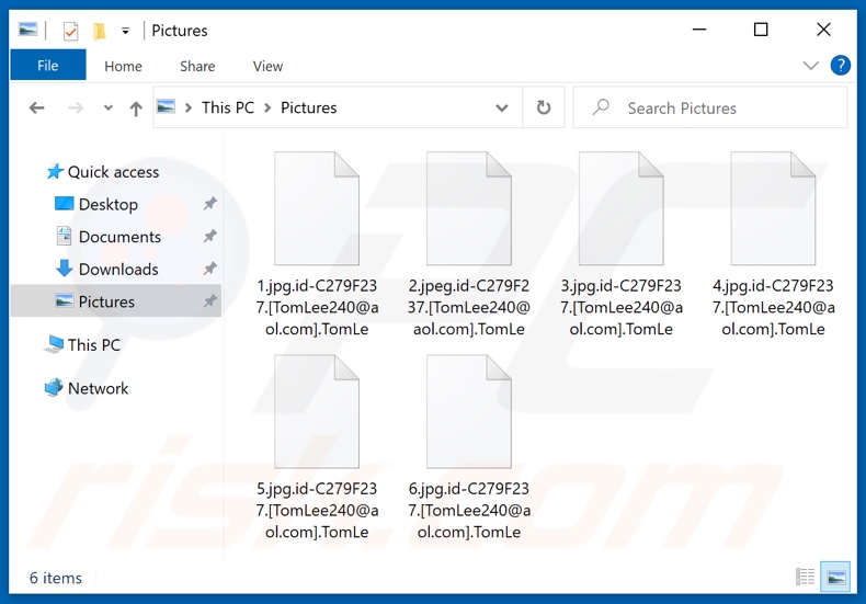 Ficheiros encriptados pelo ransomware TomLe (extensão .TomLe)