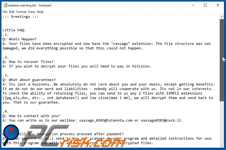 GIF de aparência de nota de texto de ransomware Vassago (readme-warning.txt)