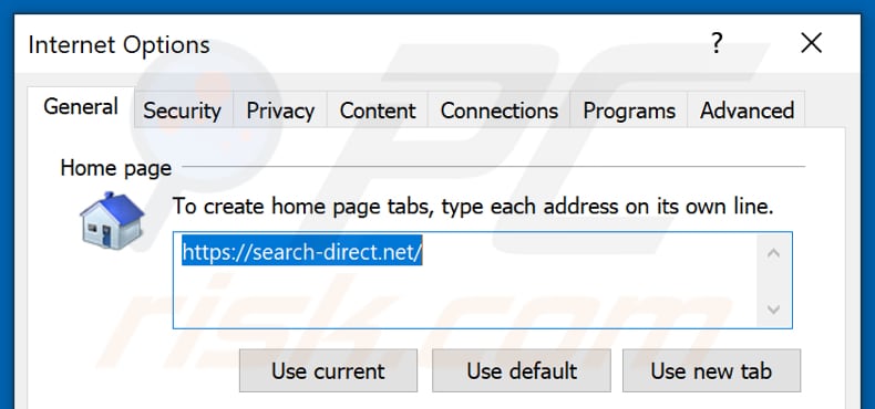 Removendo search-direct.net da página inicial do Internet Explorer