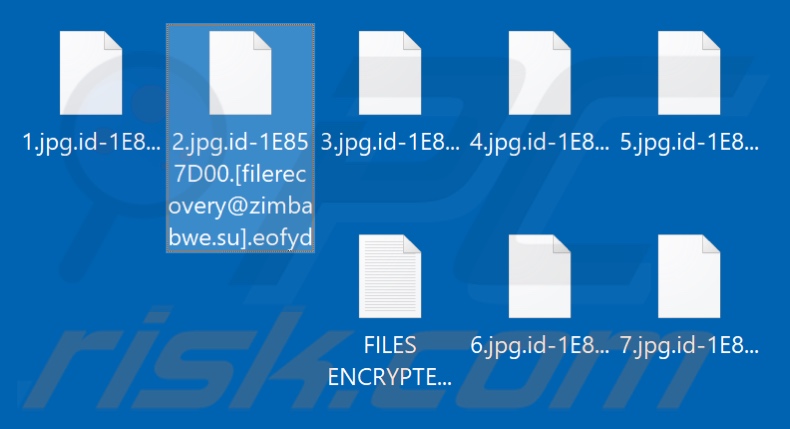 Ficheiros encriptados pelo ransomware Eofyd (extensão .eofyd)