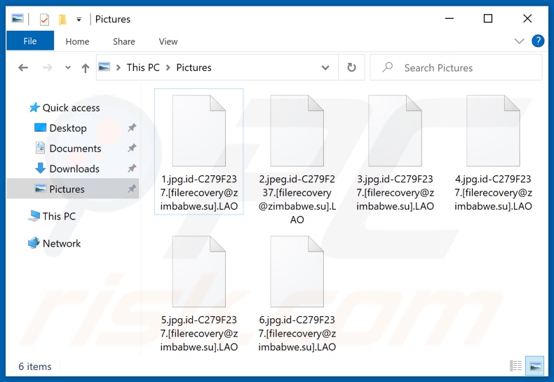 Ficheiros encriptados pelo ransomware LAO (extensão .LAO)