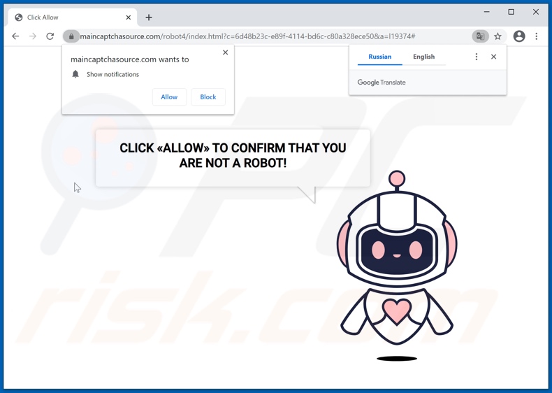 redirecionamentos de pop-up para maincaptchasource[.]com