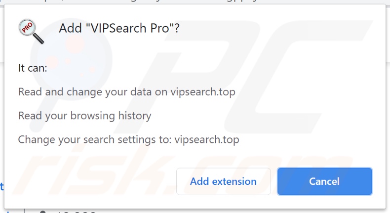sequestrador de navegador vipsearch.guru a pedir várias permissões