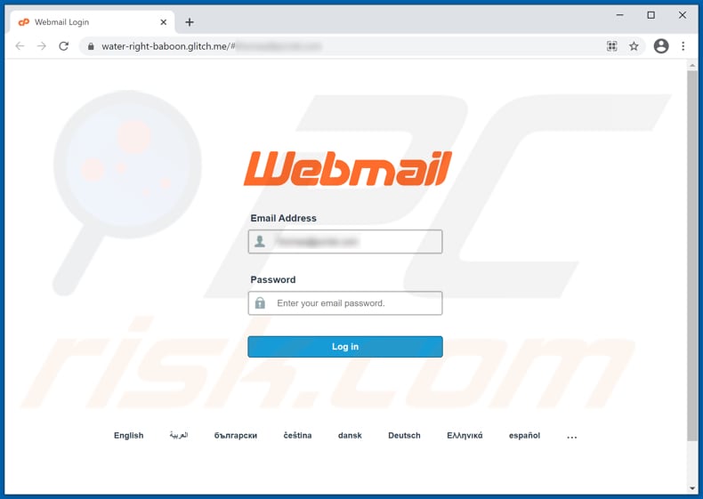 webmail e-mail site fraudulento