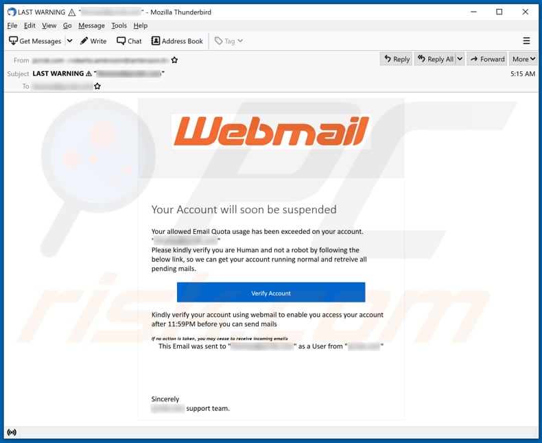 fraude Webmail email