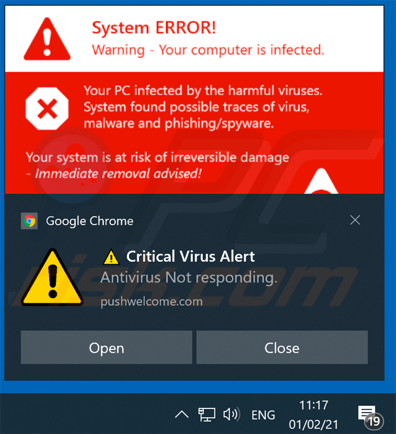 fraude promovida através de notificação do navegador Your ANTIVIRUS Subscription Has Expired (exemplo 2)