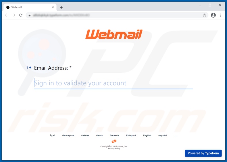 site de phishing promovido por email Your mailbox is full