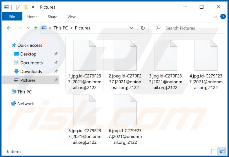 Ficheiros encriptados pelo ransomware 2122 (extensão.2122)