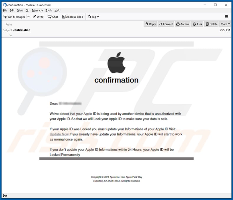 fraude por email Apple ID