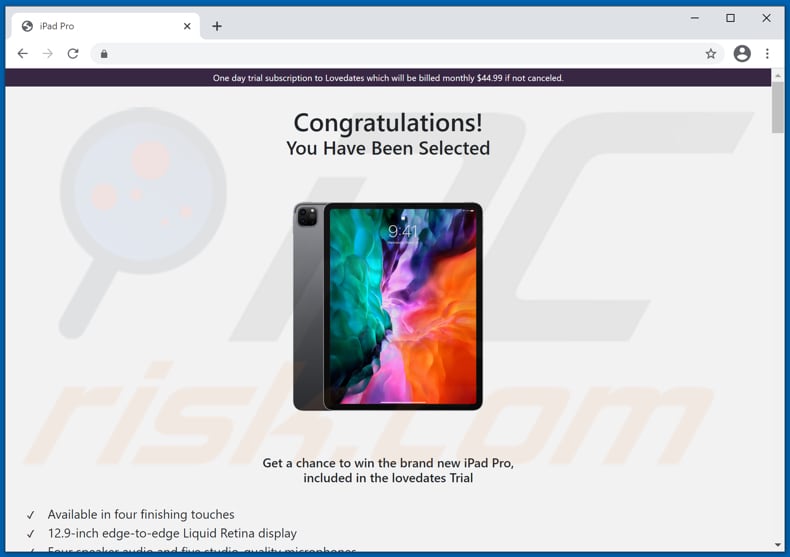 fraude Chance To Win The New iPad Pro scam