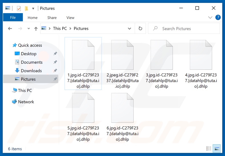Ficheiros encriptados pelo ransomware Dhlp (extensão .dhlp)