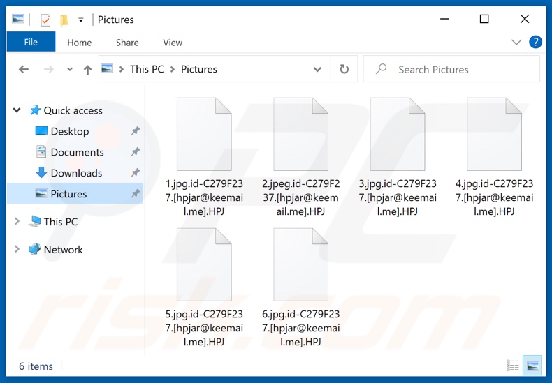 Ficheiros encriptados pelo ransomware HPJ (extensão .HPJ)