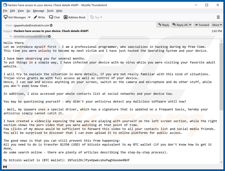 campanha fraudulenta de spam por e-mail I am a professional programmer who specializes in hacking email
