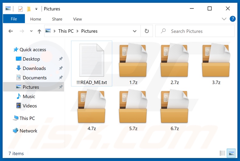 Ficheiros encriptados pelo ransomware Qlocker (extensão.7z)