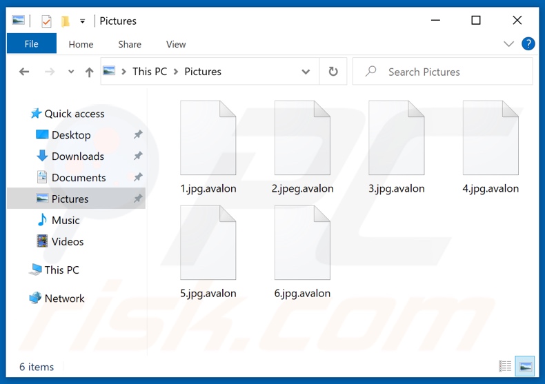 Ficheiros encriptados pelo ransomware Avalon (extensão .avalon)