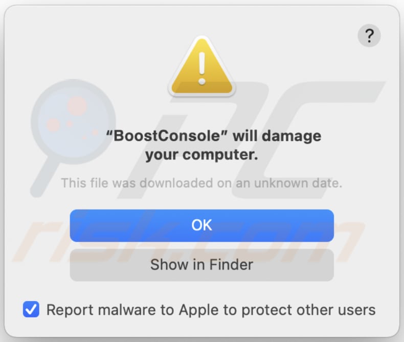 pop-up de adware da boostconsole que pode aparecer enquanto a boostconsole está instalada