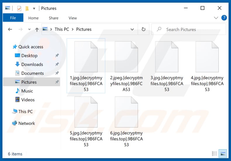 Ficheiros encriptados por Decryptmyfiles ransomware (ID da vítima como a extensão do ficheiro)