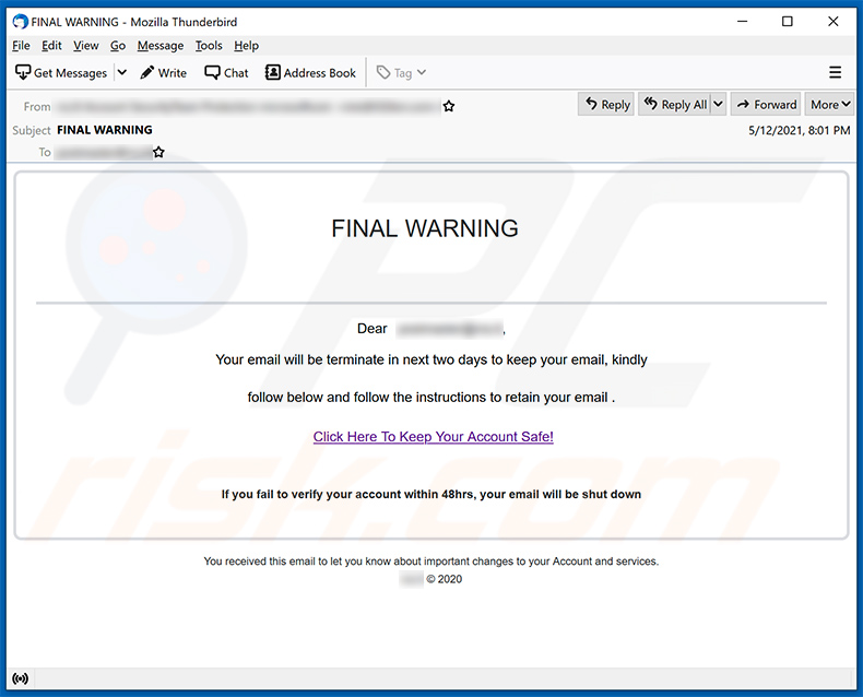  email spam Final Warning-themed(2021-05-13)