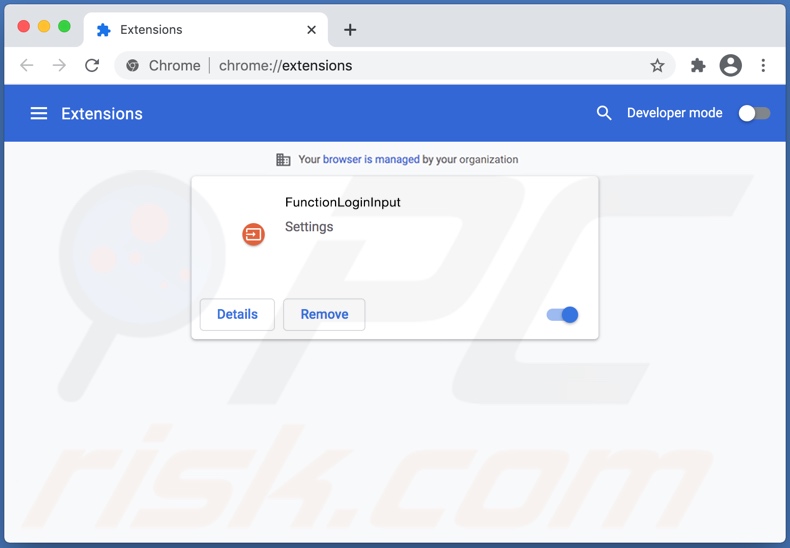 sequestrador do navegador FunçãoLogInput instalado no Google Chrome