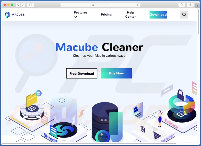 Site usado para promover a API Macube Cleaner
