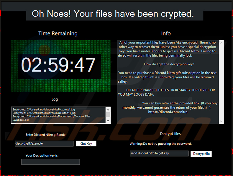 Janela pop-up do ransomware Nitro (2021-05-04)