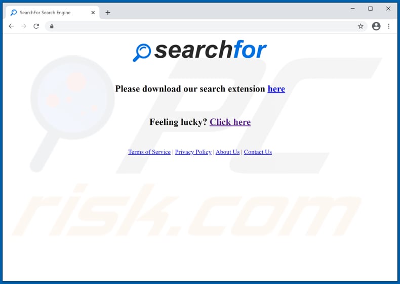 Website utilizado para promover o sequestrador de navegador SearchFor