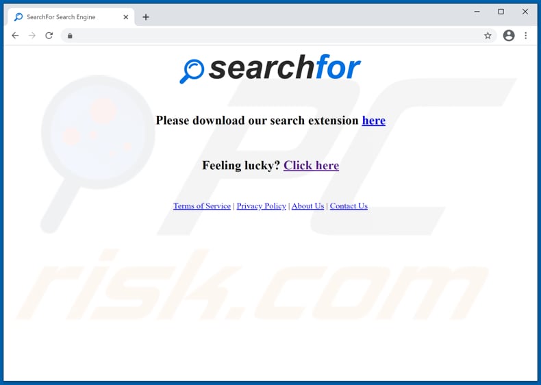 Website utilizado para promover o sequestrador de navegador SearchFor