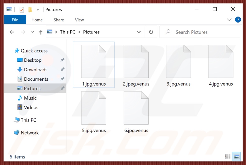 Ficheiros encriptados pelo ransomware Venus (extensão .venus)