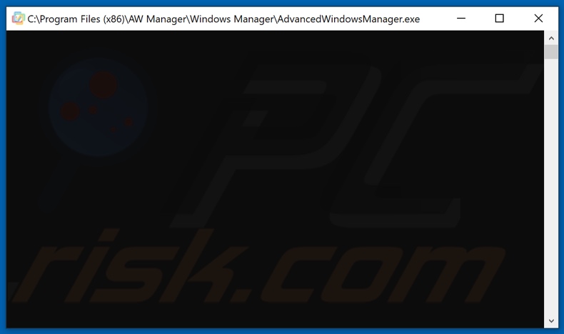 Adware AdvancedWindowsManager a exibir uma janela de Prompt de Comando (cmd) vazia ao ser aberto