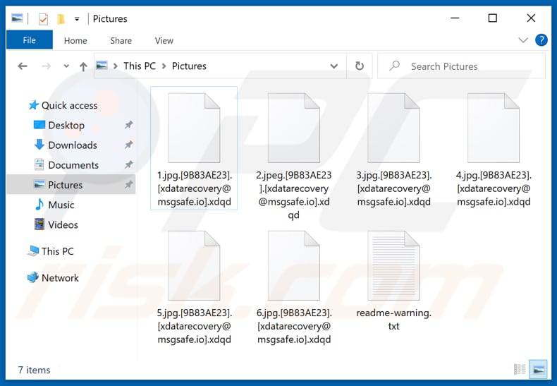Ficheiros encriptados pelo ransomware Xdqd (extensão .xdqd)