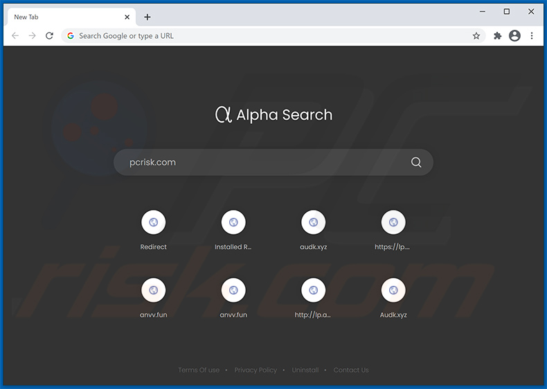 página inicial atualizada de Alpha Search