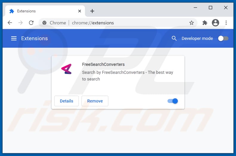 Remoção de extensões do Google Chrome relacionadas com freesearchconverters.com