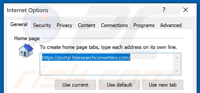 Remoção de freesearchconverters.com da página inicial do Internet Explorer