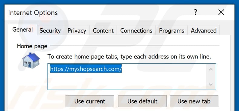 Removendo myshopsearch.com da página inicial do Internet Explorer