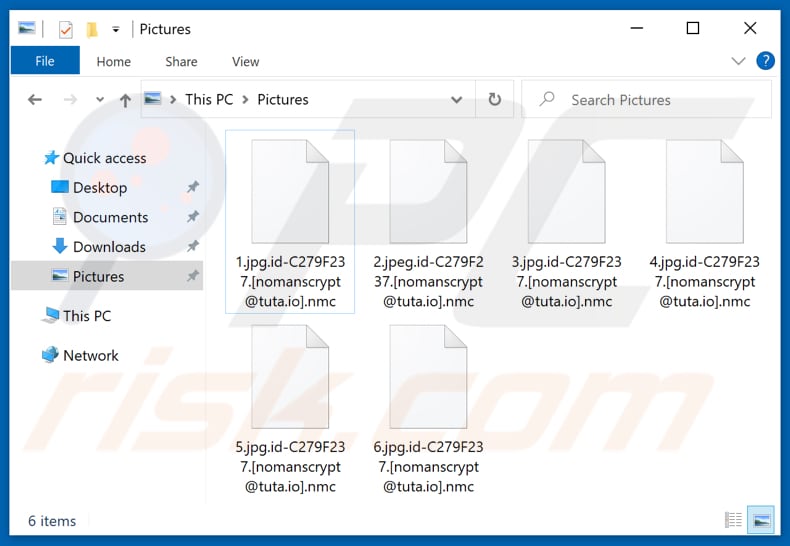 Ficheiros encriptados pelo ransomware Nmc (extensão .nmc)