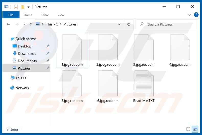Ficheiros encriptados pelo ransomware do Redemer (extensão.redeemer)