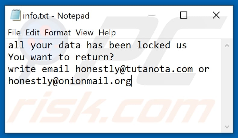 ficheiro de texto do ransomware ZIG (info.txt)