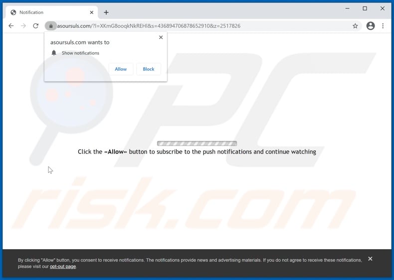 redirecionamentos pop-up asoursuls[.]com