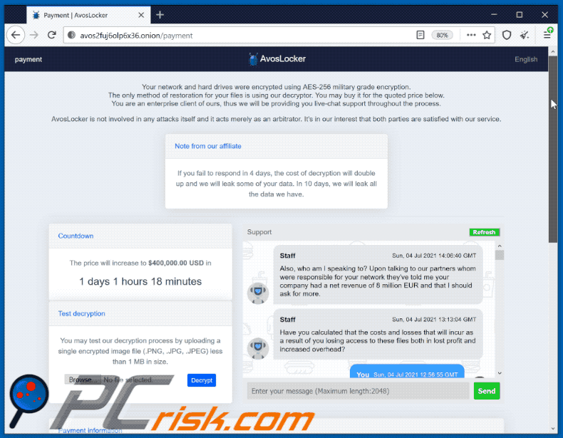 site do ransomware AvosLocker