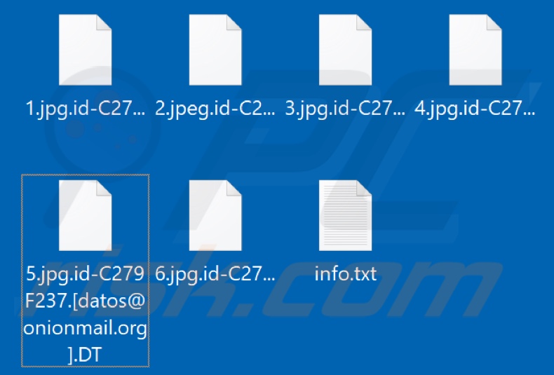 Ficheiros encriptados pelo ransomware DT (extensão .DT)