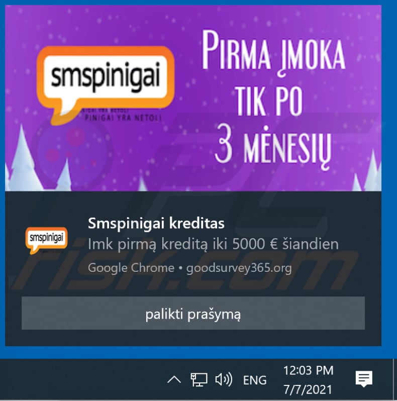 notificação dos anúncios goodsurvey365.org