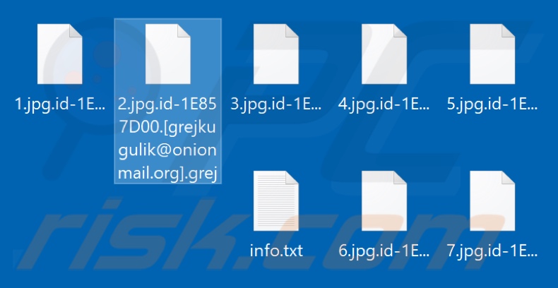 Ficheiros encriptados pelo ransomware Grej (extensão .grej)